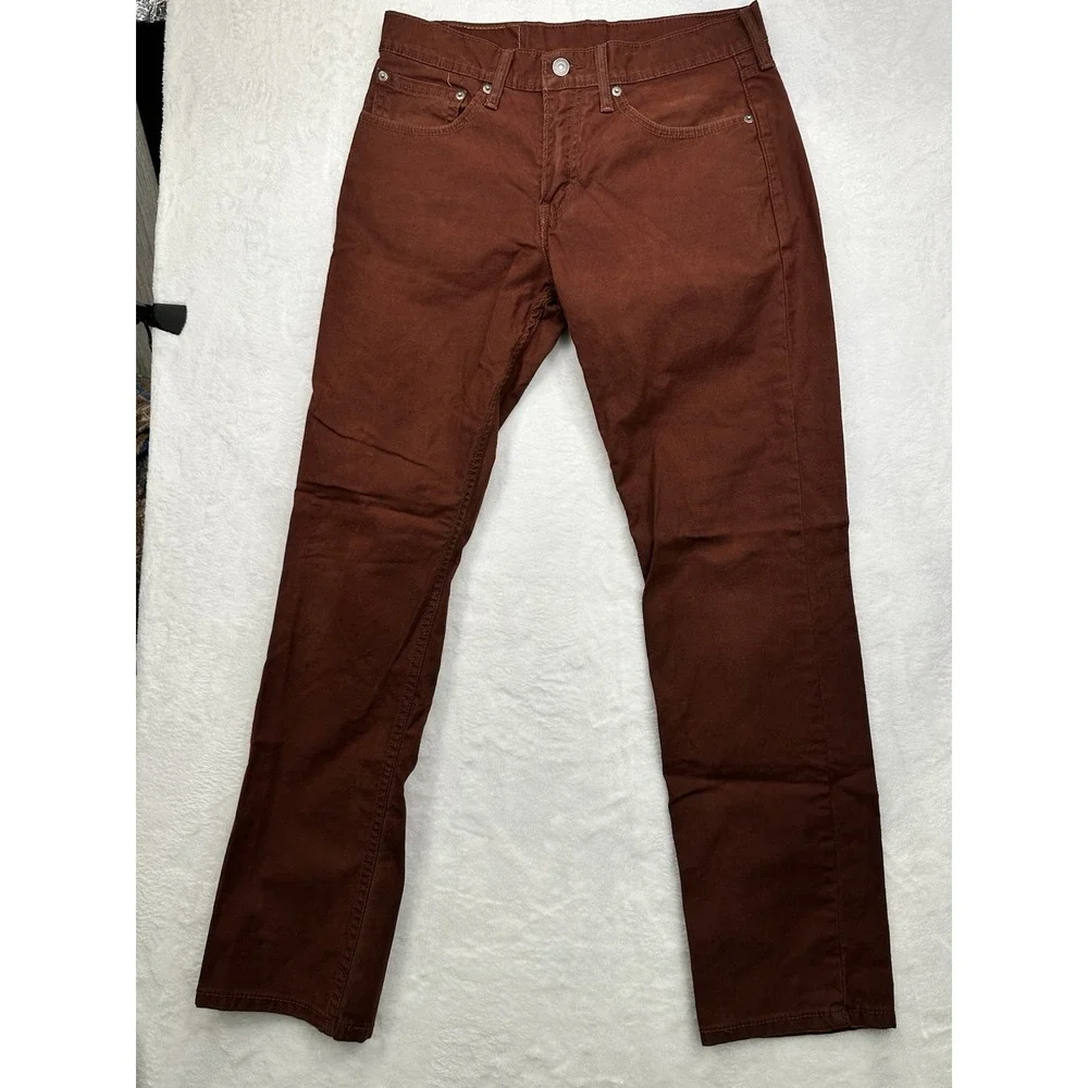 Levis 511 Jeans Mens 31x30 Orange Brown Slim Tapered Stretch Denim Cotton Blend